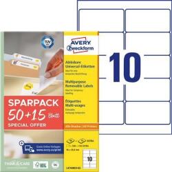 Avery-Zweckform Etikett, univerzális, eltávolítható, 96x50, 8 mm, AVERY ZWECKFORM, ˝Sparpack˝, 650 etikett/csomag