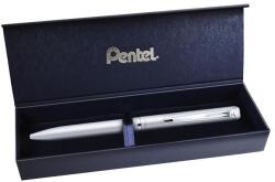 Pentel Zseléstoll, 0, 35 mm, rotációs, ezüst tolltest, PENTEL ˝EnerGel BL-2007˝ fekete, ajándék kék betéttel