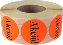  Etikett, 38 mm kör, ˝AKCIÓ˝ felirattal, 1000 etikett/tekercs, piros