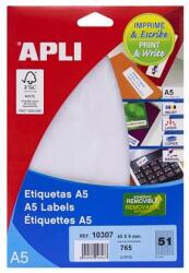 APLI Etikett, 45x8 mm, eltávolítható, ékszerekhez, A5 hordozón, APLI, 765 etikett/csomag - innoreal