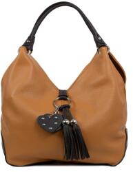 Manier Geanta piele camel cu ciucuri GF1707
