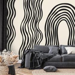 Dovido Tapet linii ondulate alb-negru moderne - 147x99