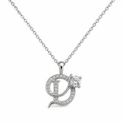 Borealy Colier cu Pandantiv Litera D , Eleganta Personalizata cu Cristale Stralucitoare (FL152)