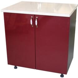 Spectral Mobila Masca pentru chiuveta cu 2 usi 80 cm Zebra, Wenge/MDF Rosu, cu blat Travertin, 80 x 85 x 60 cm
