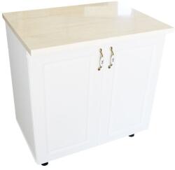 Spectral Mobila Masca pentru chiuveta cu 2 usi 80 cm Zebra, alb/MDF Alb Mat, cu blat Travertin, 80 x 85 x 60 cm