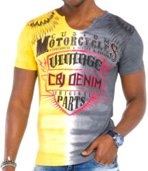 CIPO&BAXX Cipo & Baxx Divatos Férfi Póló Ct526 Anthracite Yellow
