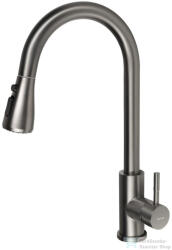 SAPHO MIKELA mosogatócsaptelep teleszkópos zuhanyfejjel, gun metal (1106-30GM) (1106-30GM)