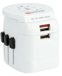 SKROSS utazási adapter PRO Light USB, 6, 3A max, USB töltéssel, földelt, UK+USA+Ausztrália/Kína (PA46W)
