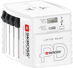 SKROSS utazási adapter MUV USB AC65PD, univerzális, földeletlen, USB A+C 65W (PA48PD65)