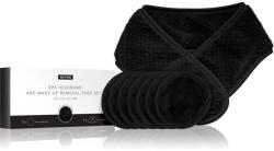 Notino Spa Collection Spa headband and make-up removal pads set set pentru demachiere cu bentiță cosmetică Black 7 buc