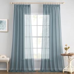 EMEMA Voile Függöny Ráncoló Szalaggal 2 db, Áttetsző Poliészter Fényáteresztő Függöny Nappaliba és Hálószobába, 140x225 cm, Poros Kék
