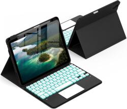 CACOE K08 iPad Air 11" billentyűzetes tok touchpaddal, 7 színű LED, levehető wireless - fekete (K08)
