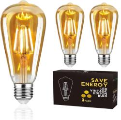 WOOWTT E27 LED Edison izzó, dimmelhető, 4W, 2700K, meleg fehér - 3 db