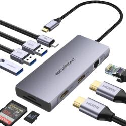 Newmight USB-C dokkolóállomás dual HDMI, 4K, 100W PD, 1 Gbps Ethernet, 3× USB 3.0