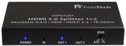 FeinTech VSP01201 HDMI 2.0 elosztó 1 be / 2 ki, 4K 60Hz HDR - fekete (VSP01201)