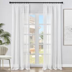 Topfinel voile függöny lenvászon hatású, fehér, 140x245 cm, 2 db