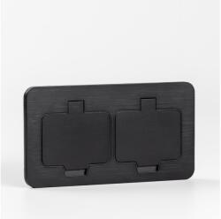 Brilagi - Priză dublă încastrată pentru bucătărie INBOX IP55 neagră dreptunghiulară (BG3315A)