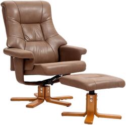 HOMCOM Fotoliu de Relaxare cu Taburet, Rotativ 360°, Înclinabil 135°, Husă Respirabilă, 78 x 82, 5 x 109 cm, maro | Aosom Romania (833-838V70BN)