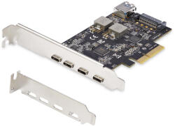 StarTech PS4C3IA3-USB-C-CARD, PCIe, USB C-típus, Teljes magasságú/alacsony profilú, PCI 3.0, SATA 15-tűs, Fekete (PS4C3IA3-USB-C-CARD)