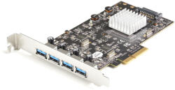 StarTech PEXUSB314A2V2, PCIe, USB 3.2 Gen 2 (3.1 Gen 2), PCIe 3.0, SATA 15-tűs, Fekete, Fémes, 40000 ó (PEXUSB314A2V2)