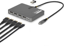 StarTech QUAD-USB-DP-ADAPT, Vezetékes, USB 3.2 Gen 1 (3.1 Gen 1) Type-C, 140 W, Szürke, 4K Ultra HD, 3840 x 2160 pixelek (QUAD-USB-DP-ADAPT)