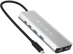 j5create JCD403-N, USB C-típus, HDMI, RJ-45, USB 3.2 Gen 2 (3.1 Gen 2) Type-A, USB 3.2 Gen 2 (3.1 Gen 2) Type-C, 10000 Mbit/s, 3840 x 2160, 7680 x 4320, 7680 x 4320 pixelek, Szürke (JCD403-N)