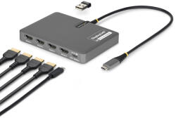 StarTech QUAD-USB-HDMI-ADAPT, Vezetékes, USB 3.2 Gen 1 (3.1 Gen 1) Type-C, 140 W, Szürke, Windows 10, Windows 10 Education, Windows 10 Education x64, Windows 10 Enterprise, Windows 10. . . , Mac OS X 10.11 El 