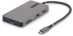 StarTech 305B-USBC-MULTIPORT, Vezetékes, USB 3.2 Gen 2 (3.1 Gen 2) Type-C, 140 W, 100, 10, 1000 Mbit/s, Szürke, MicroSD (TransFlash), SD (305B-USBC-MULTIPORT)