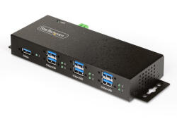 StarTech 5G7AINDRM-USB-A-HUB, USB 3.2 Gen 1 (3.1 Gen 1) Type-B, USB 3.2 Gen 1 (3.1 Gen 1) Type-A, 5000 Mbit/s, Fekete, Fém, Biztosított áramellátás, Státusz (5G7AINDRM-USB-A-HUB)