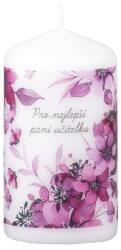  Lumânare cilindrică Pentru profesor - flori mov, 50x90 mm