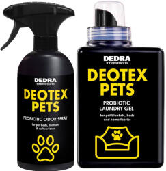 Dedra DEOTEX ANIMALE DE COMPANIE | Set practic pentru o casă plină de animale de companie | absorbant de mirosuri și detergent lichid special cu probiotice | 500 ml + 525 ml