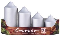 Emocio Lumânări de Advent Emocio, 4 buc. , diametru 50 mm, lumânări exclusive argintii mate