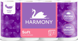  Hârtie igienică Harmony Soft Flora cu 3 straturi, 8 role, rolă de 17, 5 m