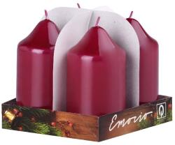  Lumânări cilindrice Emocio Advent 4 buc 50x90 bordo