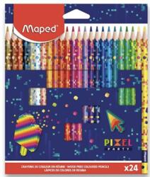  Creioane colorate fără lemn MAPED Pixel Party - set de 24 de culori