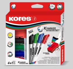  Marker pentru tablă albă Kores KM Plus 4 buc + burete