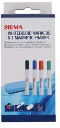  Amestec marker SIGMA pentru tablă albă + burete 4 buc
