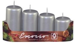  Lumânări de Advent Emocio, 4 buc. , diametru 40 mm, lumânări metalice argintii