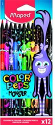  Creioane colorate Maped MONSTER, 12 buc
