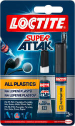 Adeziv instant Loctite Super Attak Ultra Plastik conținut 2g + activator, 4 ml