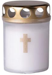  Lumânare de cimitir cu capac 90g ~1.5 zile albă presată în cruce
