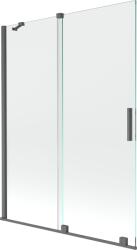 Mexen Velar 2 szárnyú kihúzható fürdőszobai paraván 130 x 150 cm, átlátszó, fegyver szürke kefélt