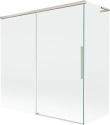 Mexen Rox L kádparaván, 2 szárnyú, tolóajtós, 160 + 70 x 150 cm, átlátszó, szálcsiszolt nikkel - 8C9L-160-070-97-00