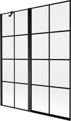 Mexen Mist balos zuhanyfal 2-szárnyú bal 140 x 150 cm, fekete rács, fekete - 8A9-140-011-70-77-L