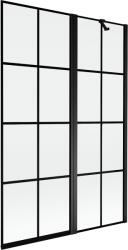 Mexen Mist kádparaván 2 szárnyú jobb 120 x 150 cm, fekete rács, fekete - 8A9-120-011-70-77-P
