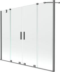 Mexen Velar Kétszárnyas kádparaván, 2-szárnyú tolóajtó, 180 x 150 cm, átlátszó, gun metal - 896-180-000-02-95