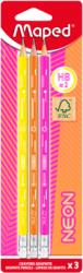 Maped Creioane cu guma HB, Maped, Black Peps, neon, FSC, 3 buc/set 853710FC