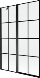 Mexen Mist 2-szárnyú bal oldali kádparaván 120 x 150 cm, fekete rácsos, fekete - 8A9-120-011-70-77-L