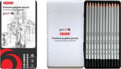 Herlitz Creion grafit diferite marimi, argintiu mat, mina 2mm, set 12, Herlitz HZ9498230