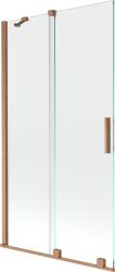 Mexen Velar 2-szárnyú, eltolható fürdőkád paraván 100 x 150 cm, átlátszó, kefe réz - 896-100-000-01-65